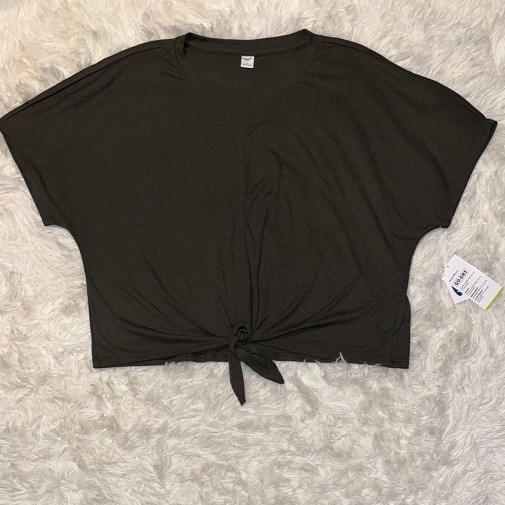 Old Navy Green Crop Tie-Front T-Shirt